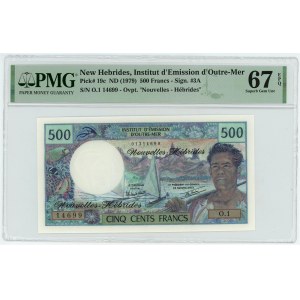 New Hebrides 500 Francs 1979 (ND) PMG 67 EPQ Superb Gem Unc