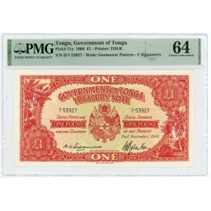 Tonga 1 Pound 1966 PMG 64 Choice Uncirculated