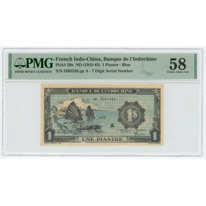 French Indochina 1 Piastre 1942 - 1945 (ND) PMG 58 Choice AUNC