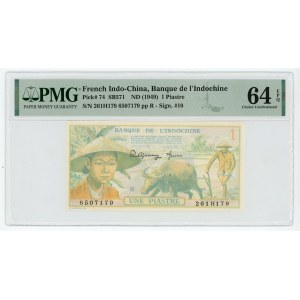 French Indochina 1 Piastre 1949 (ND) PMG 64 EPQ Choice UNC