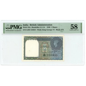 India 1 Rupee 1940 PMG 58 Choice AUNC