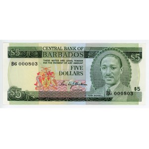 Barbados 5 Dollars 1975 (ND)