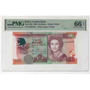 Belize 50 Dollars 2000 PMG 66 Gem Uncirulated EPQ
