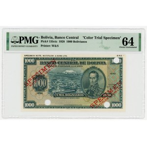 Bolivia 1000 Bolivianos 1928 Color Trial Specimen PMG 64 Choice Uncirculated