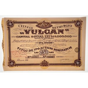 Romania Bucharest Vulcan Share for 250 Lei 1946