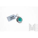 Zawieszka z Naturalnym Turkusem 3.43 Ct i Naturalnymi Białymi Topazami 0.21 Ct, Srebro 925, Certyfikat Gemporia