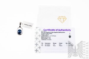 Pendant with Natural Blue Star Sapphire 5.80 Ct and Natural Blue Sapphire 0.10 Ct, 925 Silver, Certified by RocksTv