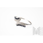 Bransoleta z Naturalnymi Niebieskimi Szafirami 5.26 Ct i Naturalnymi Białymi Topazami 1.96 Ct, Srebro 925, Certyfikat Gemporia