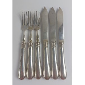 Set of 3 forks and 3 knives, Vienna, Austria-Hungary, 19th century.
