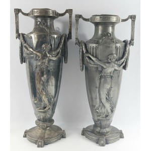 Pair of Art Nouveau vases, plater
