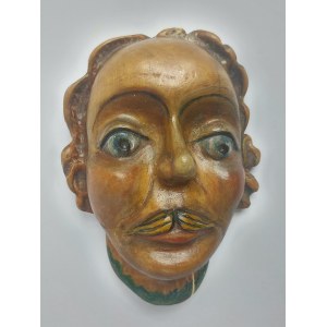 Wooden relief - face, 19th century?