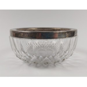 Bowl, Val Saint Lambert, framed in silver
