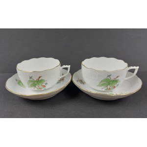 Set of 2 cups with saucers, Herend, Hungary