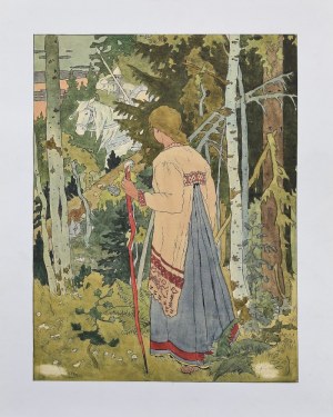 Iwan Yakovlevich BILIBIN (1876-1942) - według, Piękna Wasilisa i biały jeździec - kopia ilustracji do „Piękna Wasilisa”, 1900
