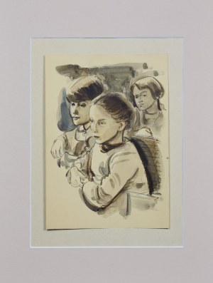Wacław SIEMIĄTKOWSKI (1896-1977), Dzieci w szkole - projekty ilustracji książkowej