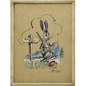 Malarz nieokreślony, Zając myśliwy - Kierunek Wilcze Doły, 1963