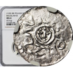 RRR-, Bolesław III Krzywousty 1107-1138, denar wrocławski przed 1107, MAŁA GŁOWA, R8
