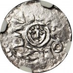RRR-, Bolesław III Krzywousty 1107-1138, denar wrocławski przed 1107, MAŁA GŁOWA, R8