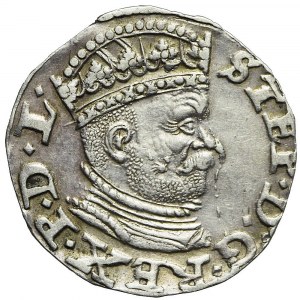 Stefan Batory, Trojak 1586 Riga, kleiner Kopf
