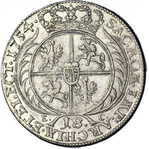 August III Sas, Ort 1754, Lipsk, wąskie popiersie, piękny