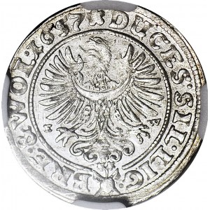 RRR-, Śląsk, Trzech Braci, 3 krajcary 1657, Brzeg, Menniczy MS-62!