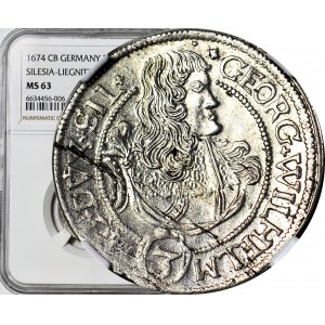 Śląsk, Georg Wilhelm, 3 krajcary 1674, BRZEG, Pierwszy Rok Bicia, mennicze