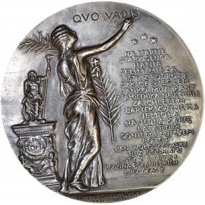 Medal brąz, Henryk Sienkiewicz, 1900r, QUO VADIS, wielki 77mm