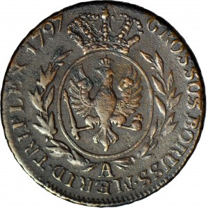 R-, Zabór, Prusy Południowe, Trojak 1797 A, Berlin, rzadszy rocznik, rzadsza mennica
