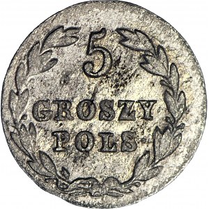 RR-, Królestwo Polskie, 5 groszy 1827 FH, duże napisy, b. rzadkie