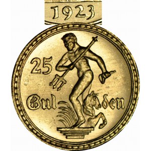 RR-, WMG 25 guldenów 1923, STEMPEL ZWYKŁY, b. rzadki ROCZNIK, piękne