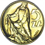 RR-, 5 złotych 1959 Rybak, PRÓBA, MOSIĄDZ, nakład 100szt., rzadkość, c.a., ZJAWISKOWE