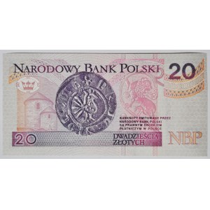 20 złotych 1994, druk TDLR Londyn, AA 0023976, dwa zera na początku