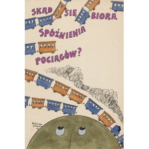 BUTENKO Bohdan - Woher kommen die Zugverspätungen? [Original-Titelillustration für die Zeitschrift Świerszczyk].