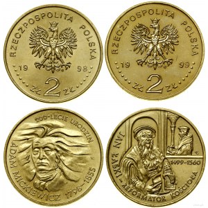 Polska, zestaw 2 x 2 złote, 1998, 1999, Warszawa