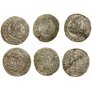 Śląsk, zestaw 3 x 1 krajcar, 2 x 1698 CB (Brzeg), 1701 FN (Opole)