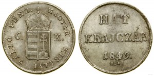 Hungary, 6 krajcars, 1849, Baia Mare (Nagybánya)