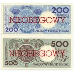 Polnische Städte - 1-500 PLN 1990 nicht zirkulierender Aufdruck - Satz von 9 Stück