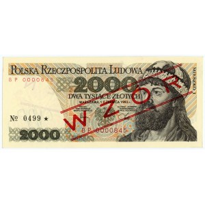 2.000 złotych 1982 - seria BP 0000000 nr wzoru 0499 - WZÓR / SPECIMEN