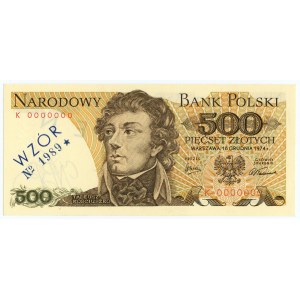 500 złotych 1974 - seria K 0000000 - No.1989 - WZÓR / SPECIMEN