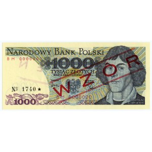 1000 złotych 1979 - seria BM 0000000 - No.1740 - WZÓR / SPECIMEN