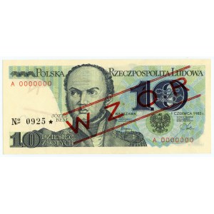 10 złotych 1982 - seria A 0000000 - No.0925 - WZÓR / SPECIMEN
