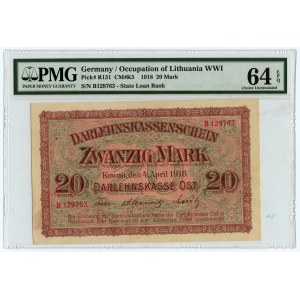 KOWNO - 20 Mark 1918 - Serie B - PMG 64 EPQ