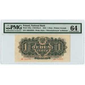 1 złoty 1944 - obowiązkowym - seria AB - PMG 64