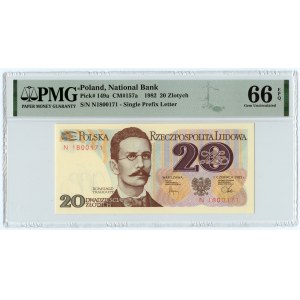 20 złotych 1982 - seria N - PMG 66 EPQ