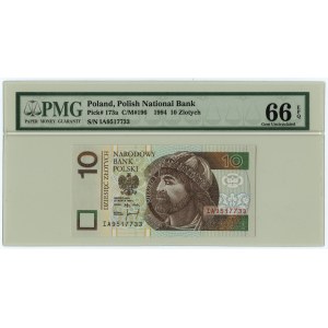 10 złotych 1994 - seria IA - PMG 66 EPQ