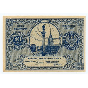 Zdawkowy Ticket - 10 groszy 1924