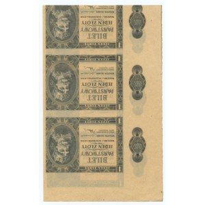 1 Zloty 1938 Blatt von 3 Stücken - DESTRUKT - Doppelvorderseite