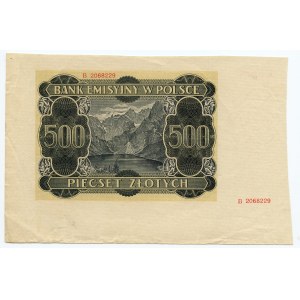 500 złotych 1940 - B - nieukończony druk