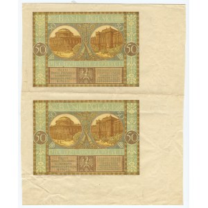 50 Zloty 1929 - Vorderseite sauber, Rückseite korrekt gedruckt, Papier mit Wasserzeichen