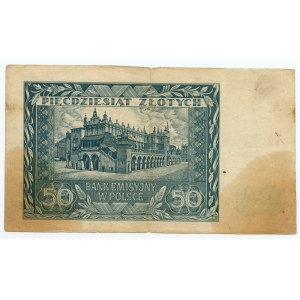 50 złotych 1941 - Półprodukt na papierze ze znakiem wodnym - w pełni UKOŃCZONY
